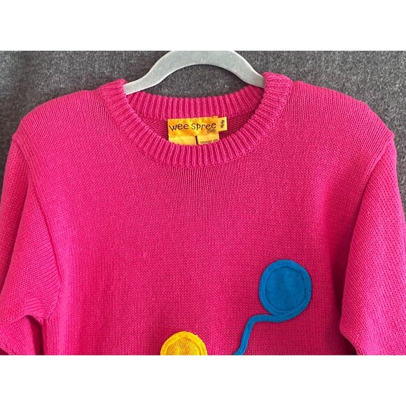 Vintage Wee Spree Girls Pink Sweater With Doll Appliqués & Balloon Design 10/12 - Picture 3 of 13